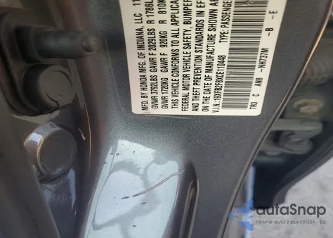 2012 Honda Civic Ex z USA, uszkodzony, nr VIN 19XFB2F8XCE110448